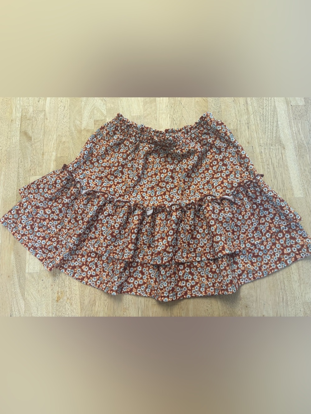 Nicole Miller New York Rust Floral Tiered Skater Skirt